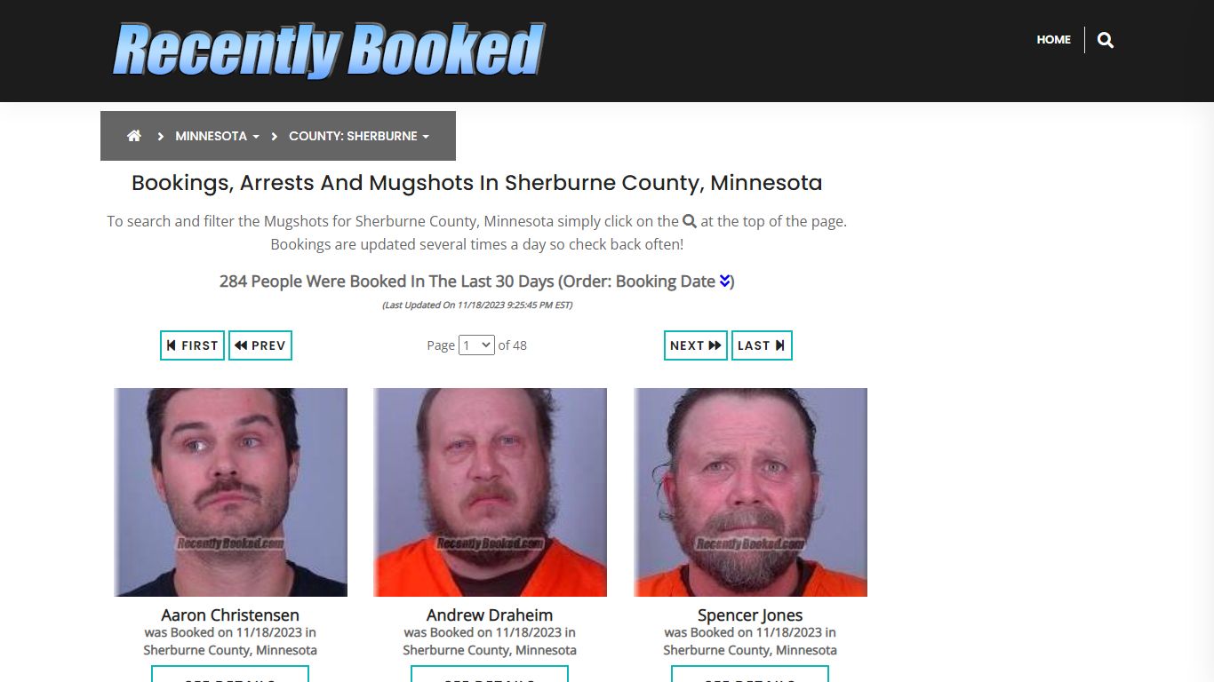 Bookings, Arrests and Mugshots in Sherburne County, Minnesota