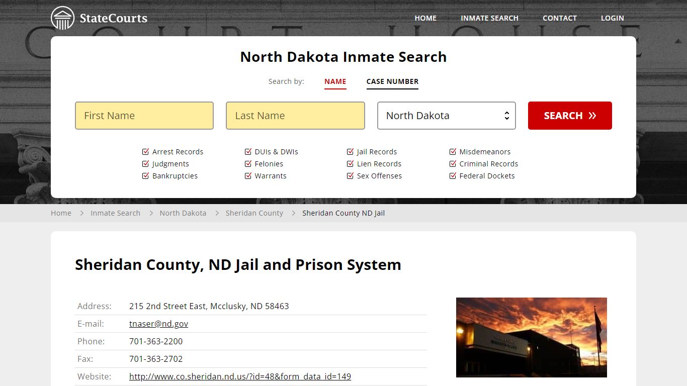 Sheridan County ND Jail Inmate Records Search, North Dakota - StateCourts