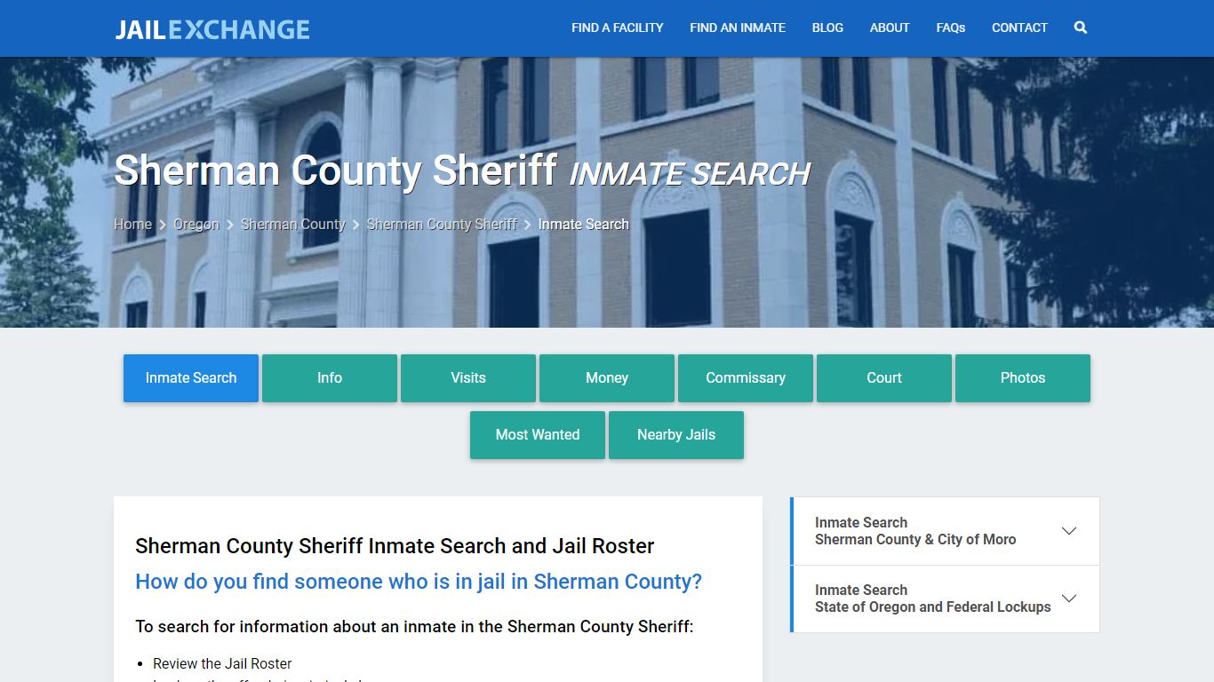 Sherman County Sheriff Inmate Search - Jail Exchange