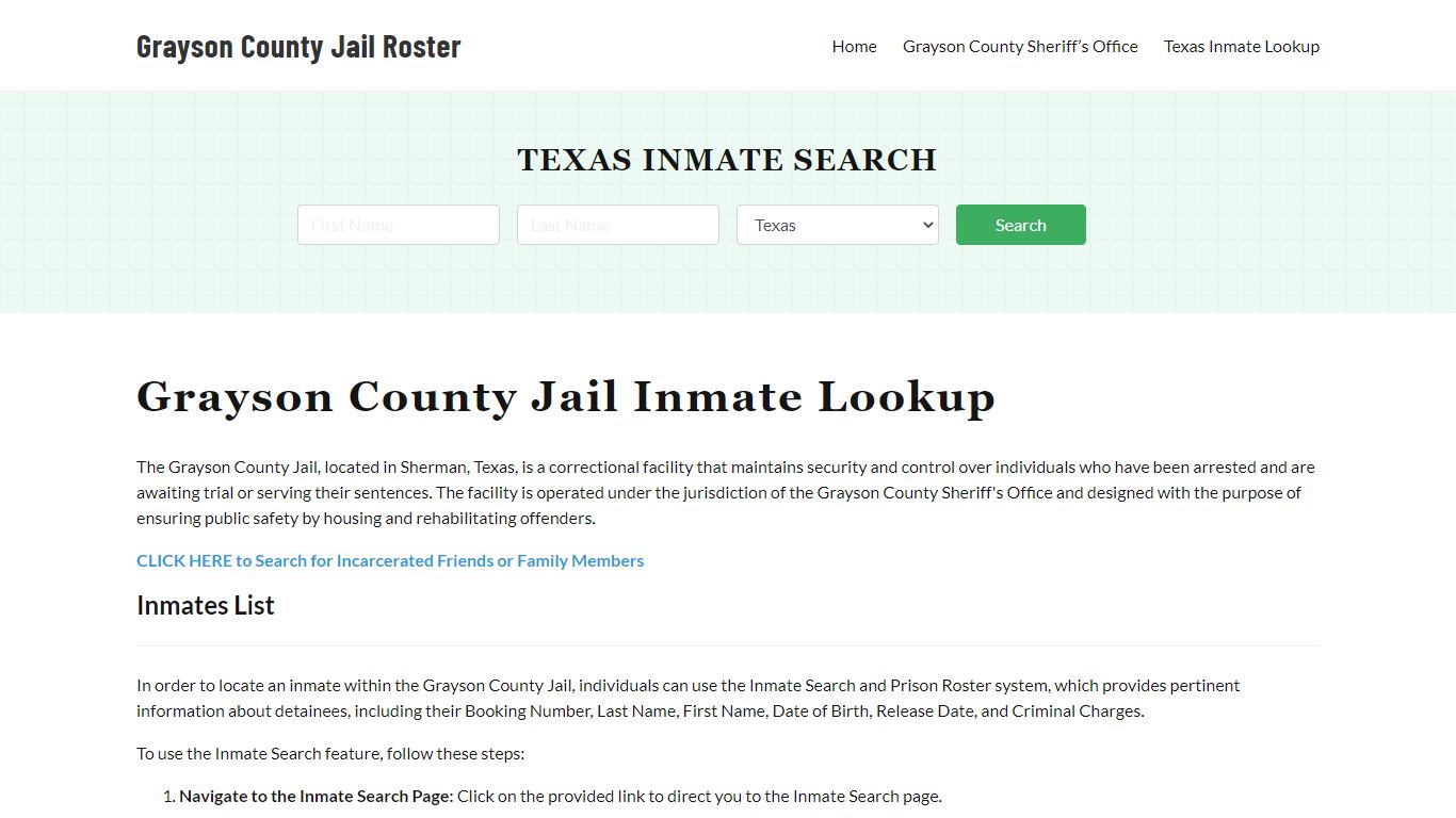 Grayson County Jail Roster Lookup, TX, Inmate Search