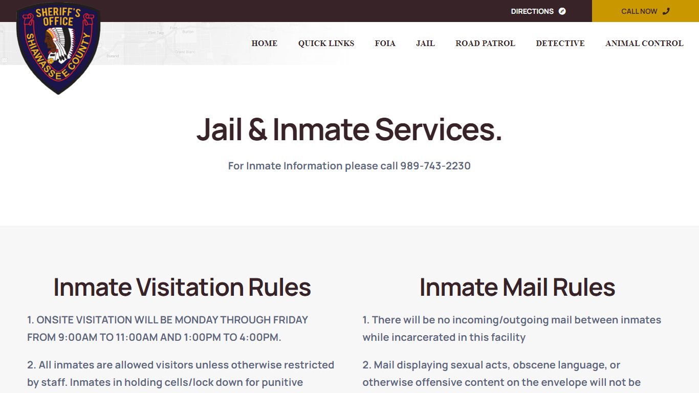Inmate Jail Services – Shiawassee County Sheriff's Office