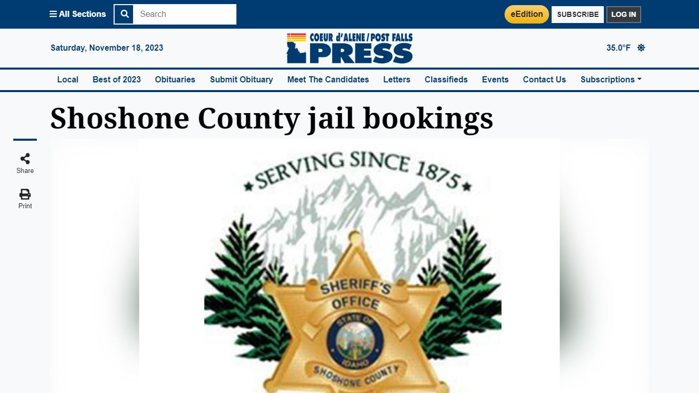 Shoshone County jail bookings | Coeur d'Alene Press