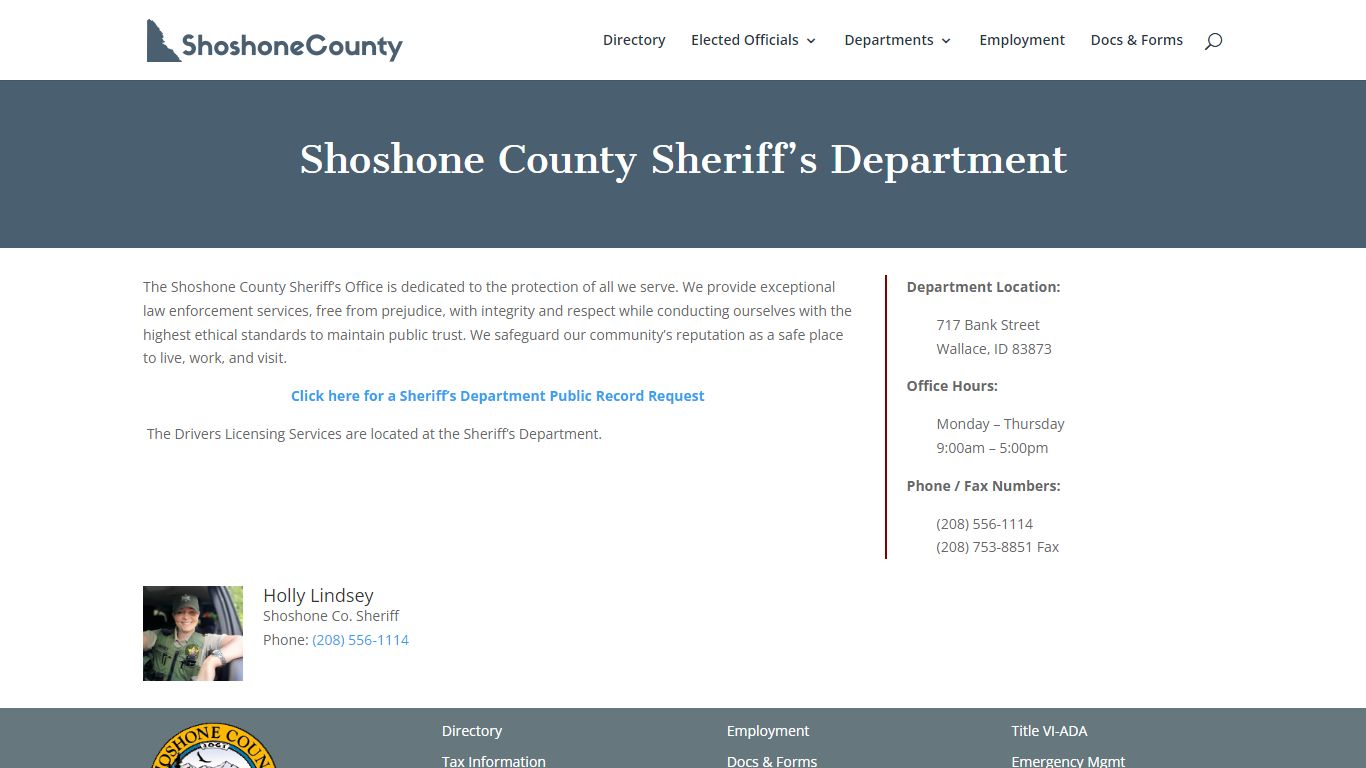 Sheriff | Shoshone County Idaho