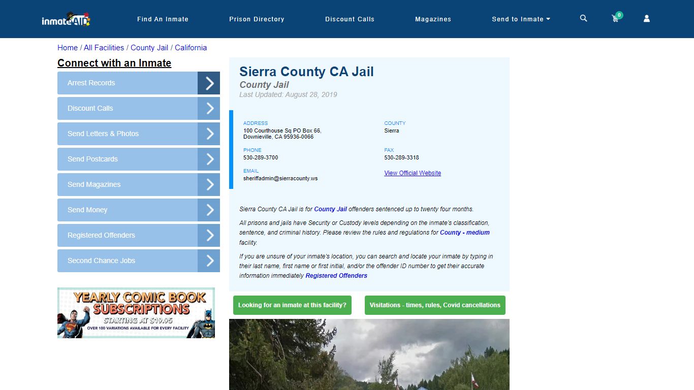 Sierra County CA Jail - Inmate Locator - Downieville, CA