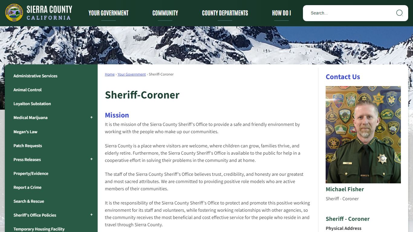 Sheriff-Coroner | Sierra County, CA - Official Website