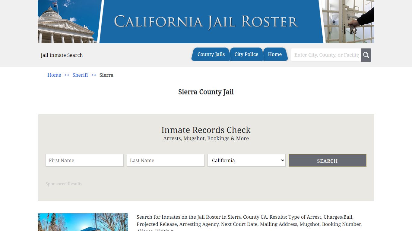 Sierra County Jail | Jail Roster Search
