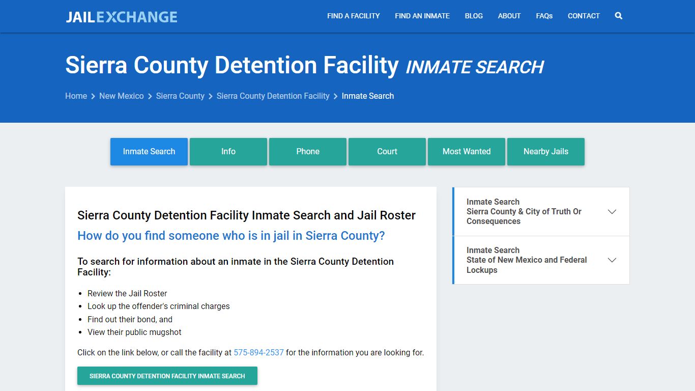Sierra County Detention Facility Inmate Search - Jail Exchange