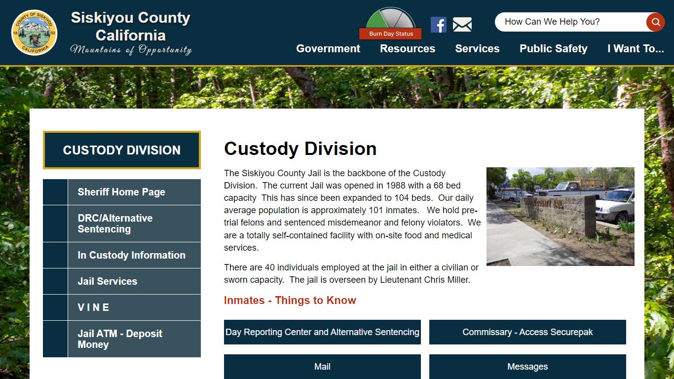 Custody Division | Siskiyou County California
