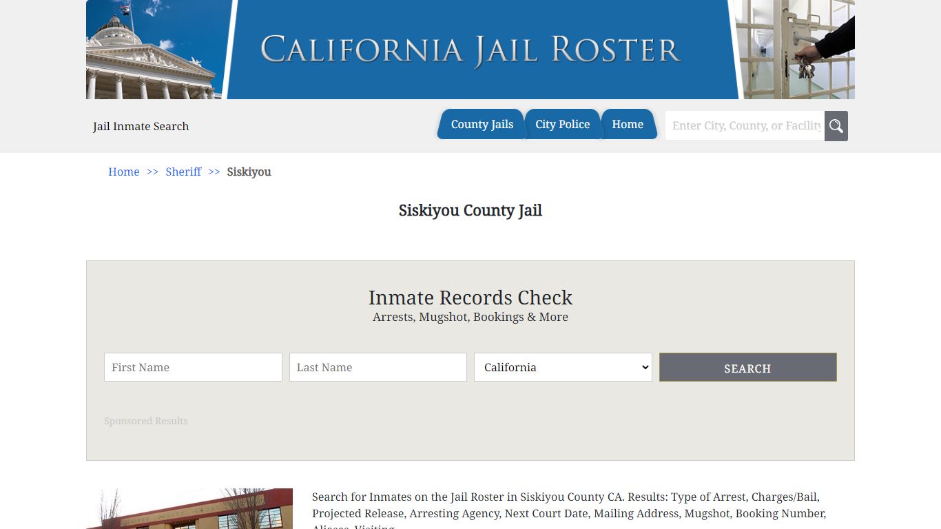 Siskiyou County Jail | Jail Roster Search