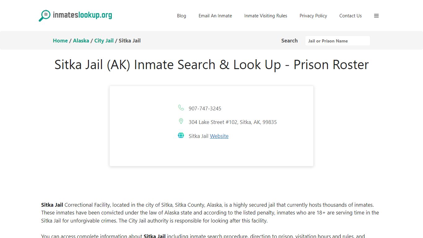 Sitka Jail (AK) Inmate Search & Look Up - Prison Roster