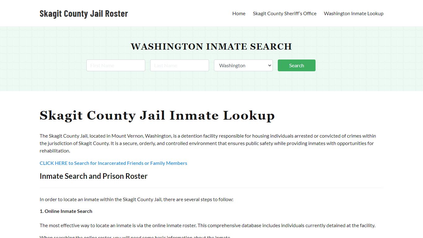 Skagit County Jail Roster Lookup, WA, Inmate Search