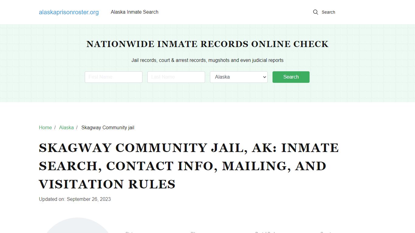Skagway Community jail, AK Inmate Search, Mailing and Visitation Rules