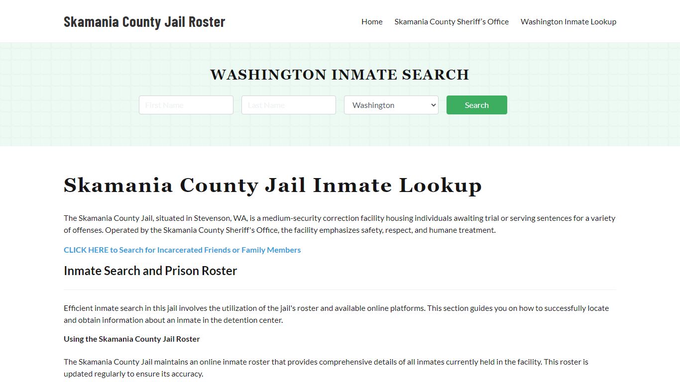 Skamania County Jail Roster Lookup, WA, Inmate Search