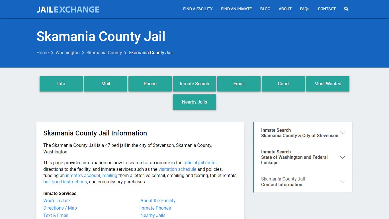 Skamania County Jail, WA Inmate Search, Information