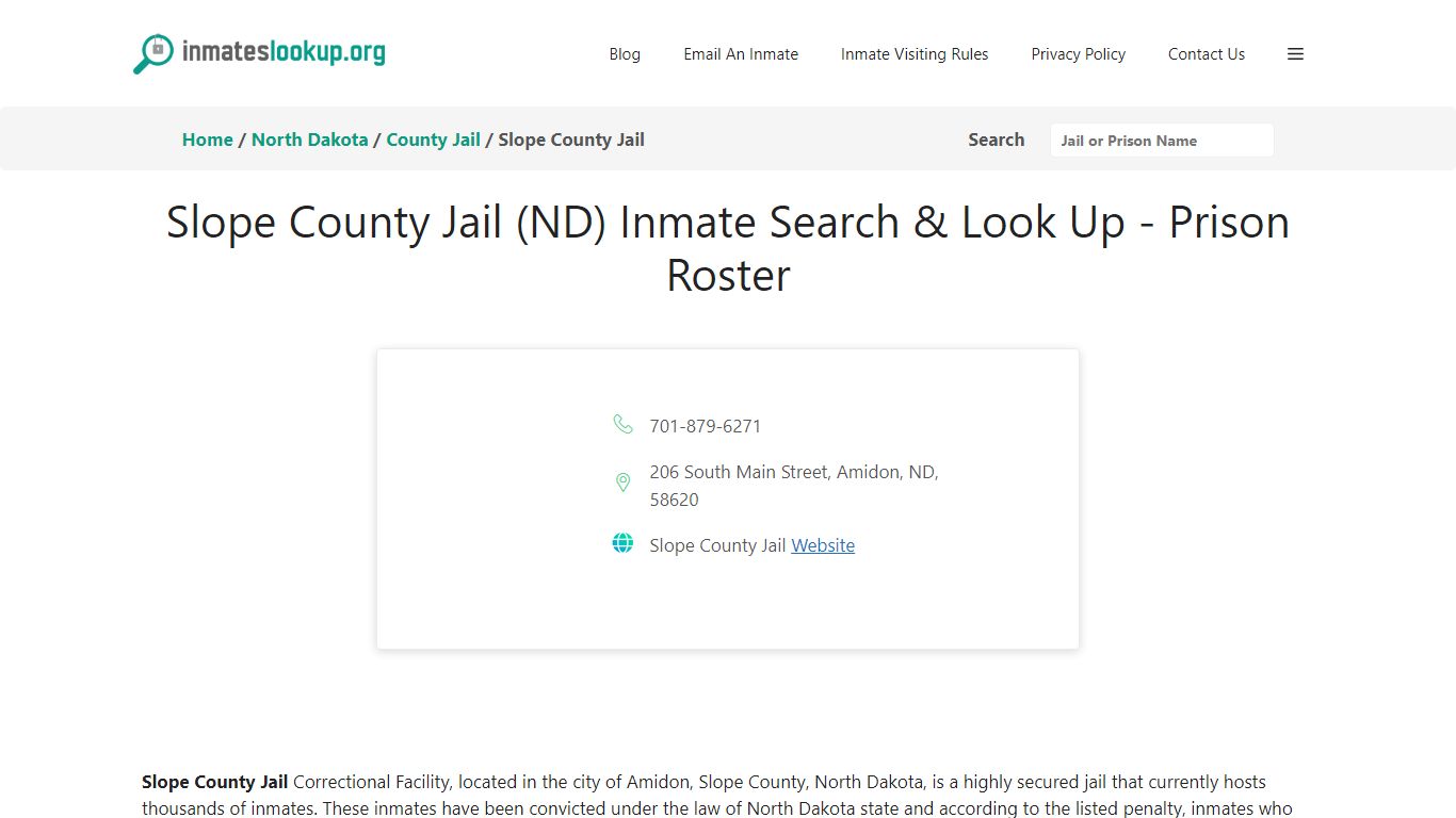 Slope County Jail (ND) Inmate Search & Look Up - Prison Roster