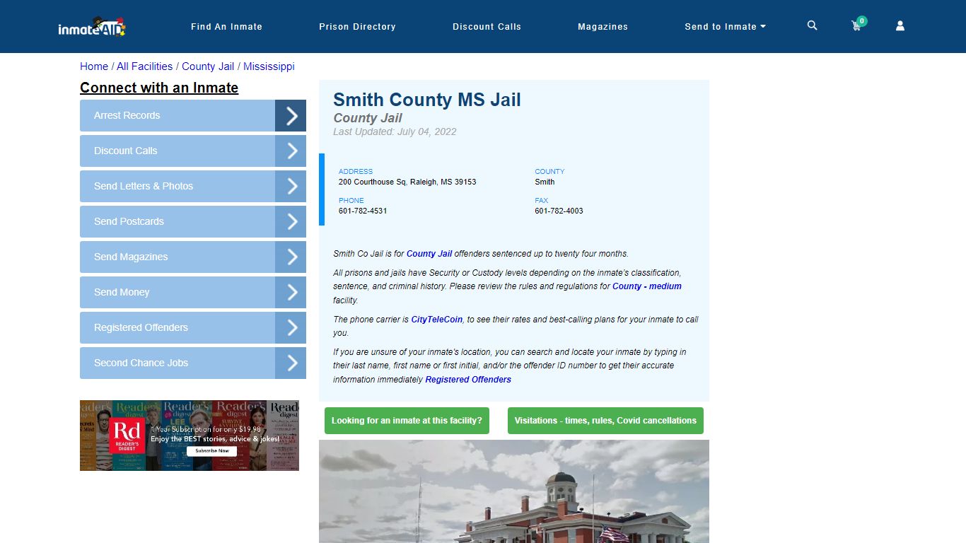 Smith County MS Jail - Inmate Locator - Raleigh, MS