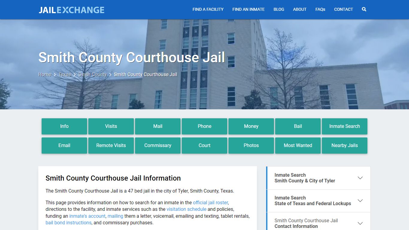 Smith County Courthouse Jail, TX Inmate Search, Information