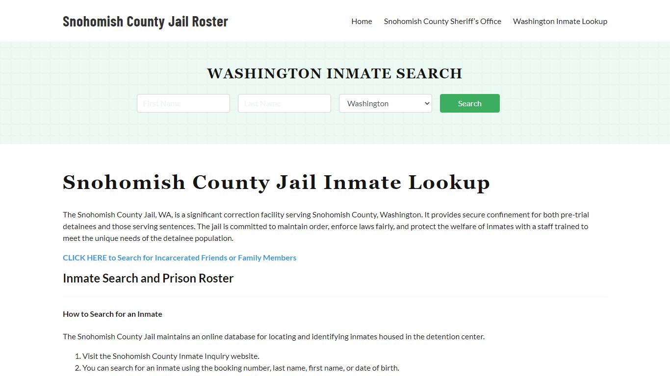 Snohomish County Jail Roster Lookup, WA, Inmate Search