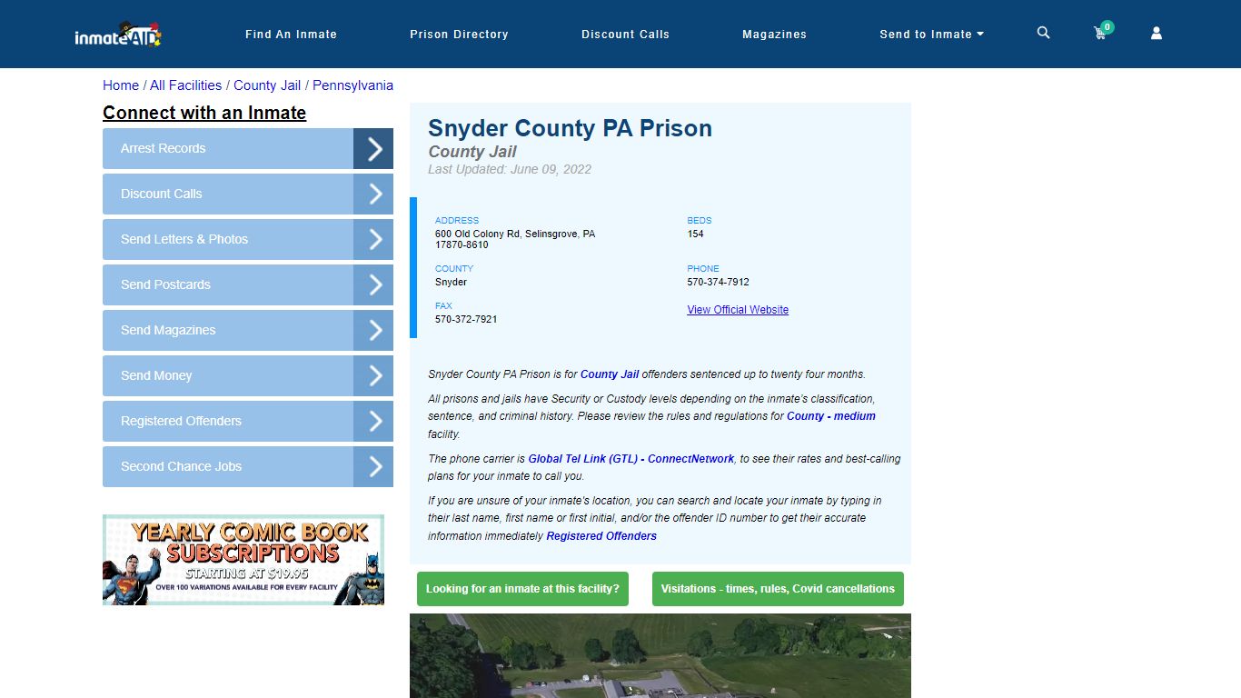 Snyder County PA Prison - Inmate Locator - Selinsgrove, PA