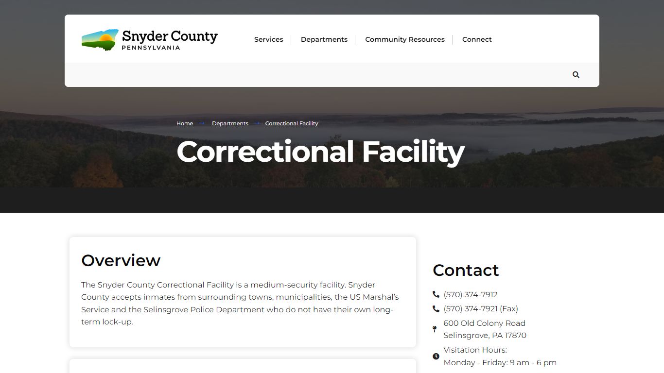 Correctional Facility – Snyder County, PA Government