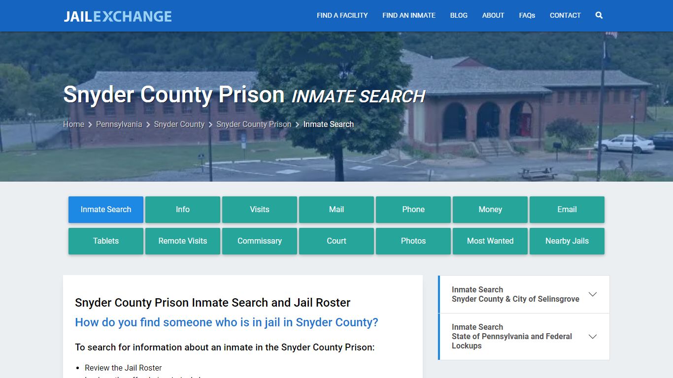 Inmate Search: Roster & Mugshots - Snyder County Prison, PA - Jail Exchange