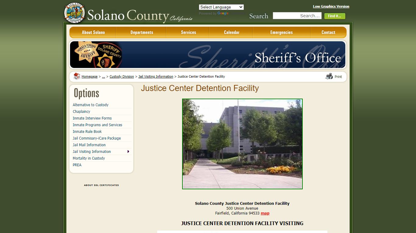 Solano County - Justice Center Detention Facility
