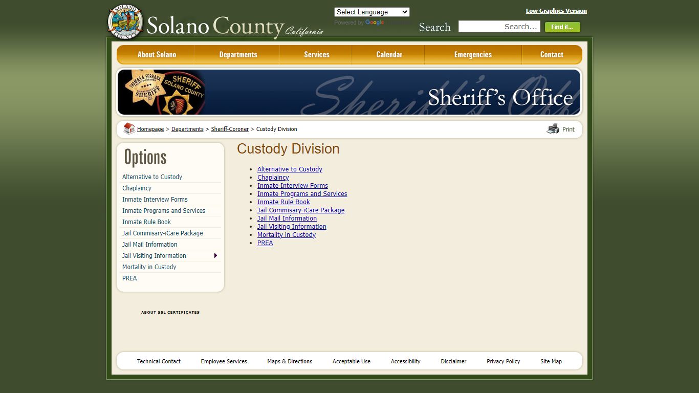 Solano County - Custody Division