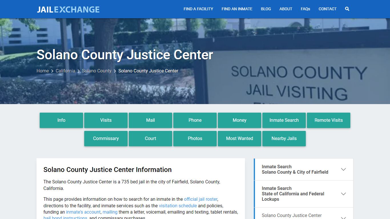 Solano County Justice Center, CA Inmate Search, Information - Jail Exchange