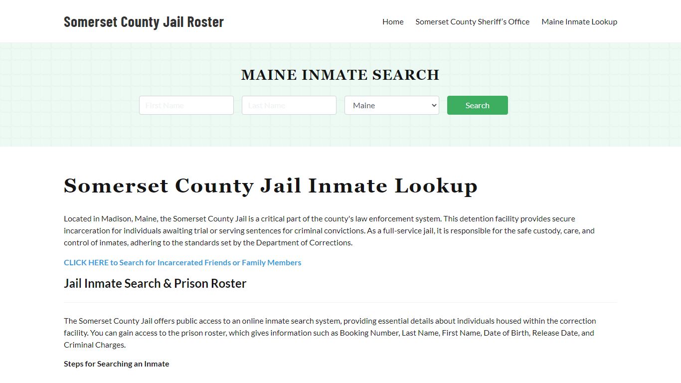 Somerset County Jail Roster Lookup, ME, Inmate Search