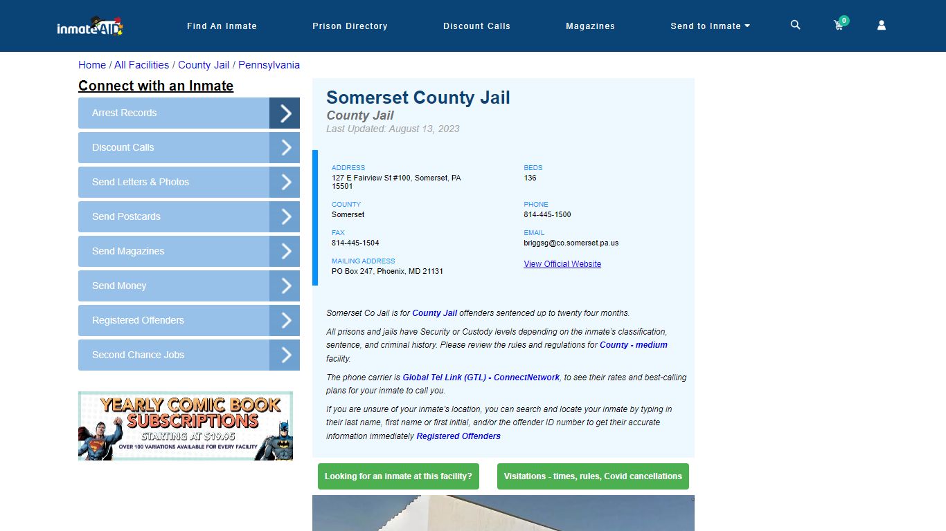Somerset County Jail - Inmate Locator - Somerset, PA