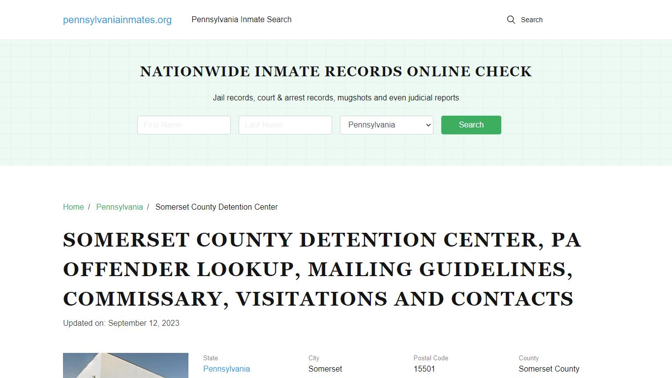 Somerset County Detention Center, PA: Inmate Search Options ...