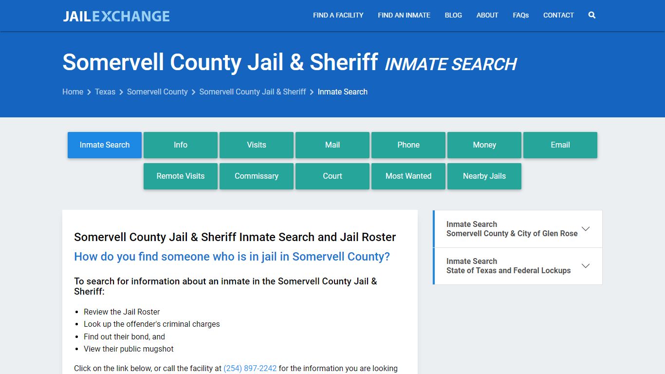 Somervell County Jail & Sheriff Inmate Search - Jail Exchange