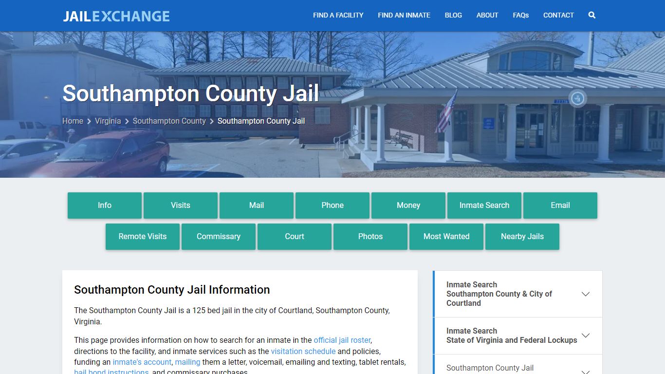 Southampton County Jail, VA Inmate Search, Information