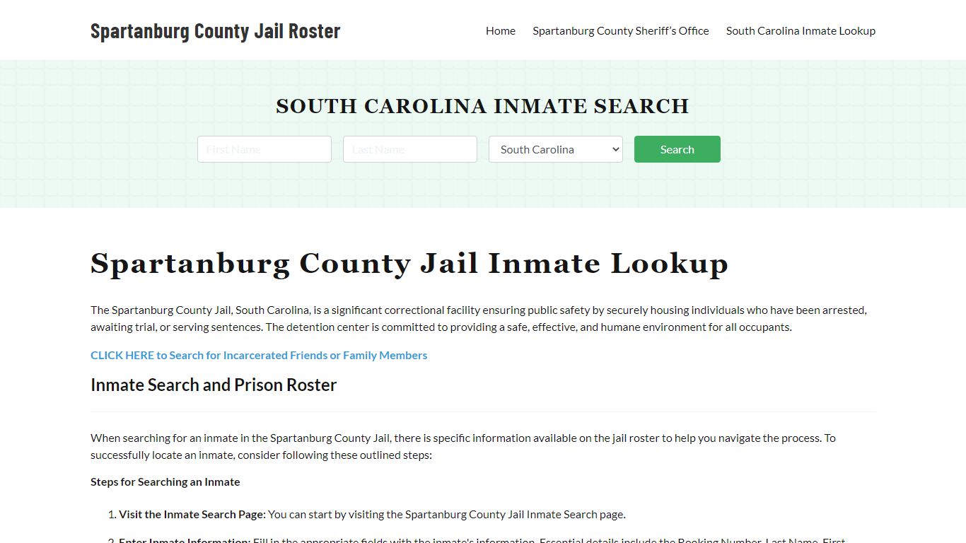Spartanburg County Jail Roster Lookup, SC, Inmate Search