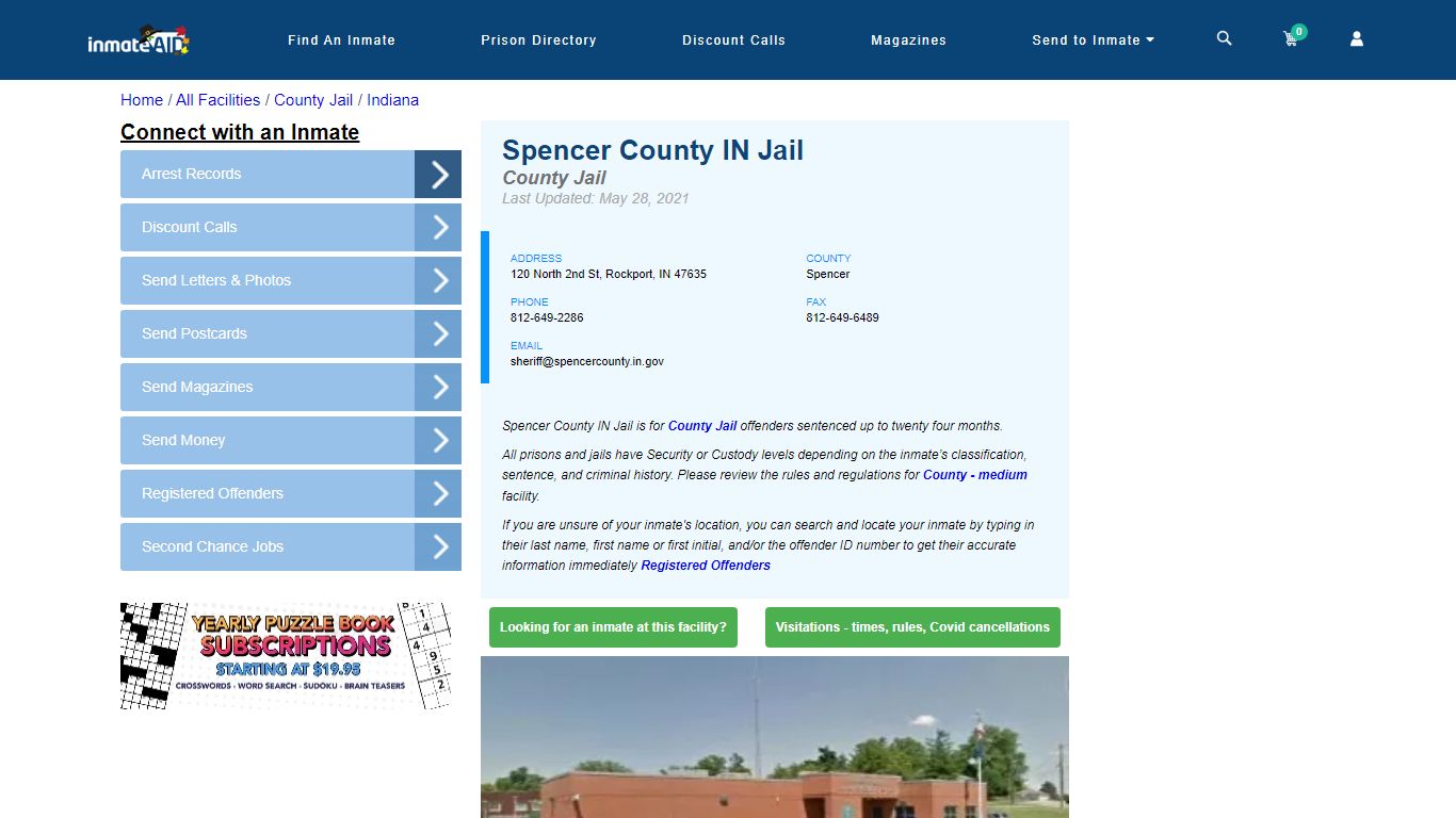Spencer County IN Jail - Inmate Locator - Rockport, IN