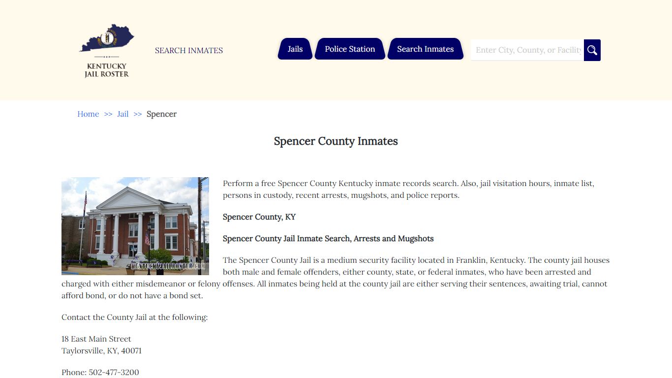 Spencer County Inmates | Jail Roster Search