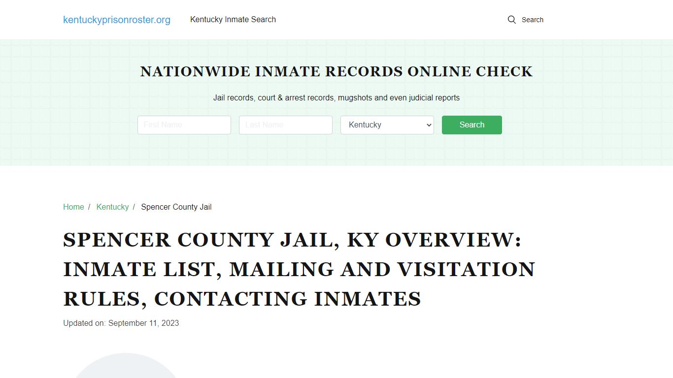 Spencer County Jail, KY: Offender Search, Visitation & Contact Info