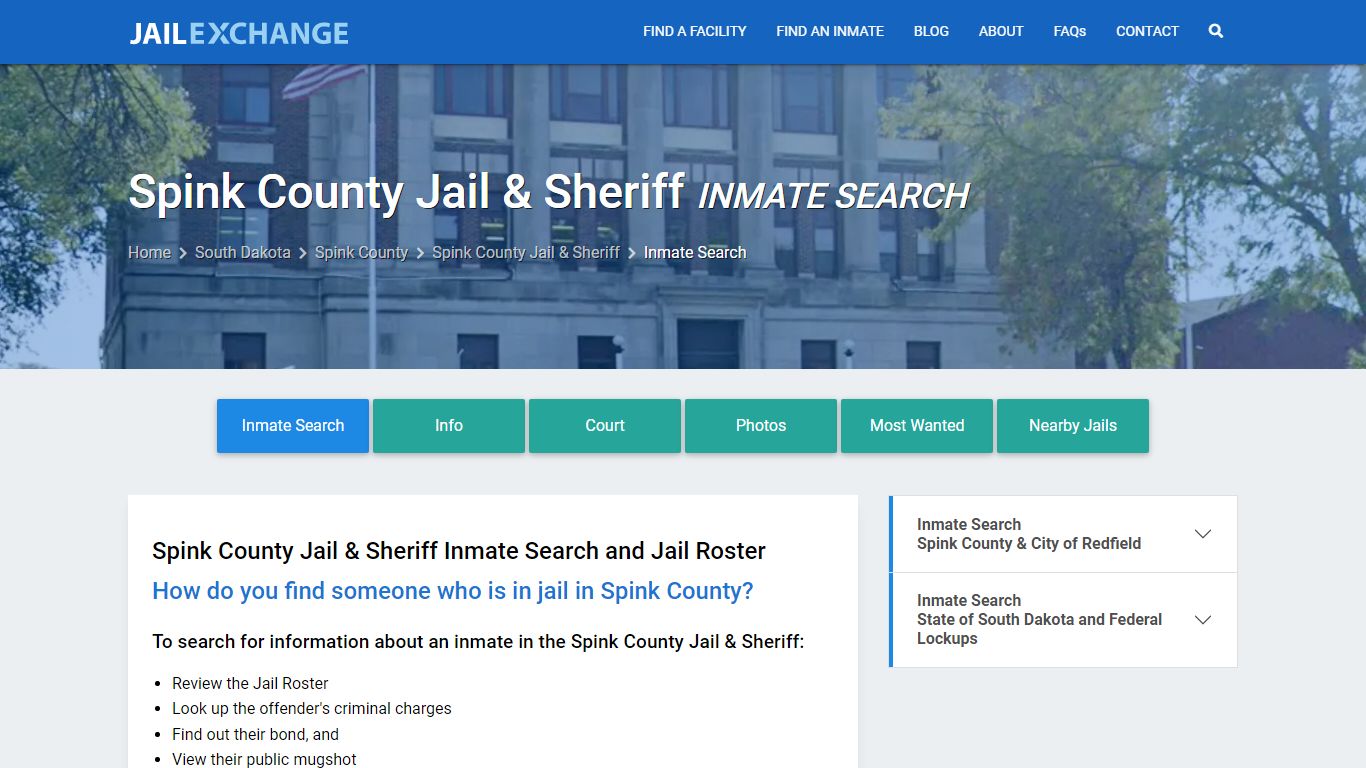 Spink County Jail & Sheriff Inmate Search - Jail Exchange