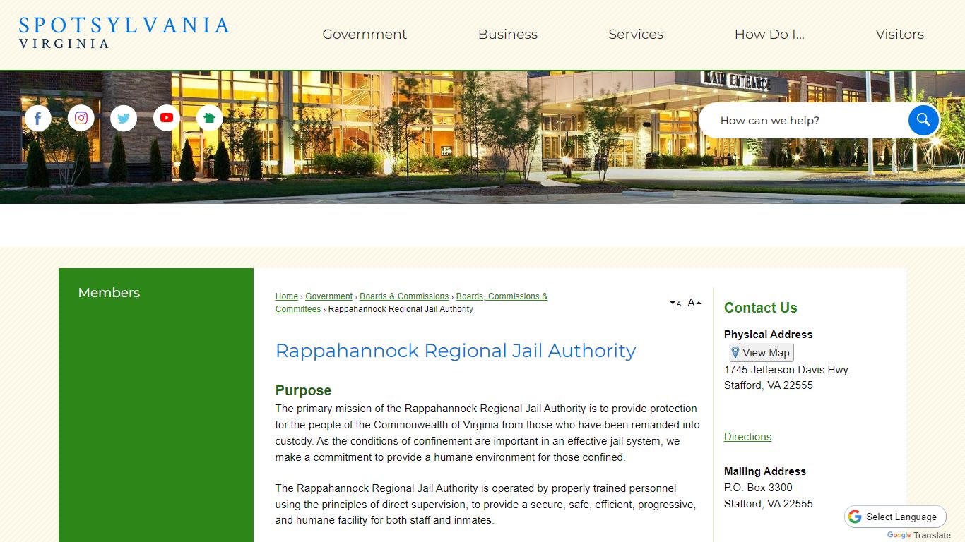 Rappahannock Regional Jail Authority | Spotsylvania County, VA