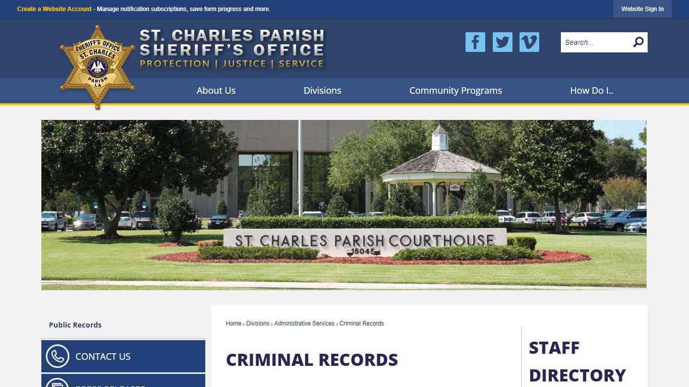 Criminal Records | St. Charles Sheriff, LA - Official Website
