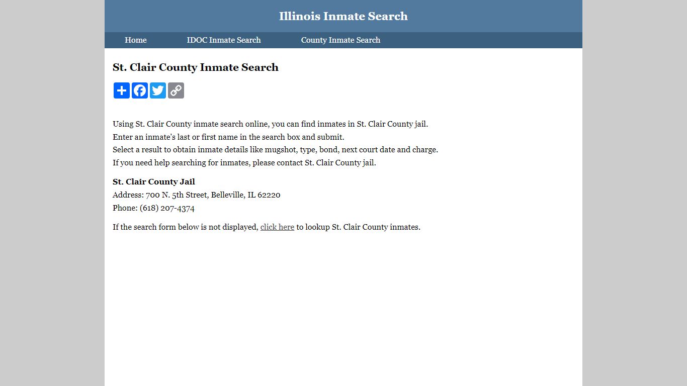 St. Clair County Inmate Search