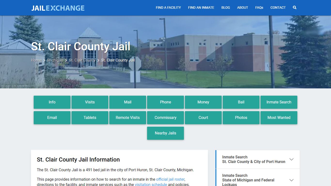 St. Clair County Jail, MI Inmate Search, Information