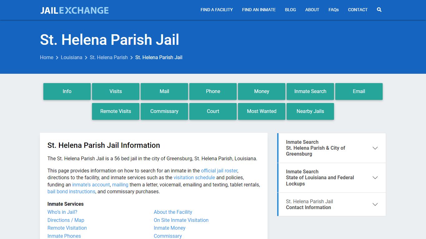 St. Helena Parish Jail, LA Inmate Search, Information