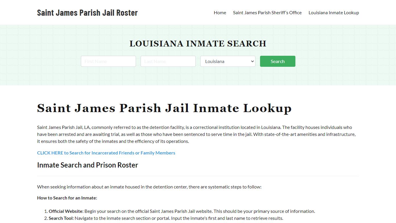 Saint James Parish Jail Roster Lookup, LA, Inmate Search