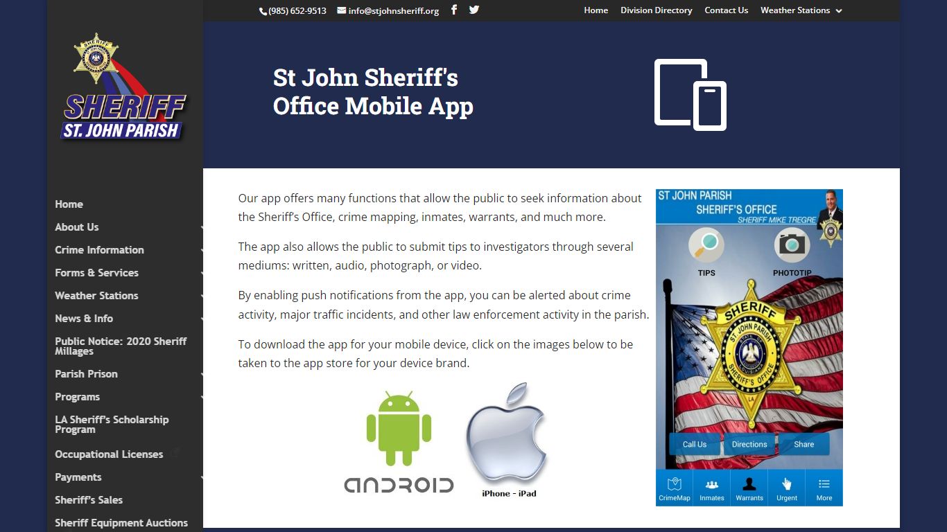 St. John Sheriff’s Office Mobile App | St. John Parish Sheriff's Office