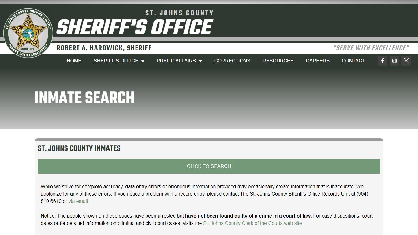 Inmate Search - St. Johns County Sheriff's Office