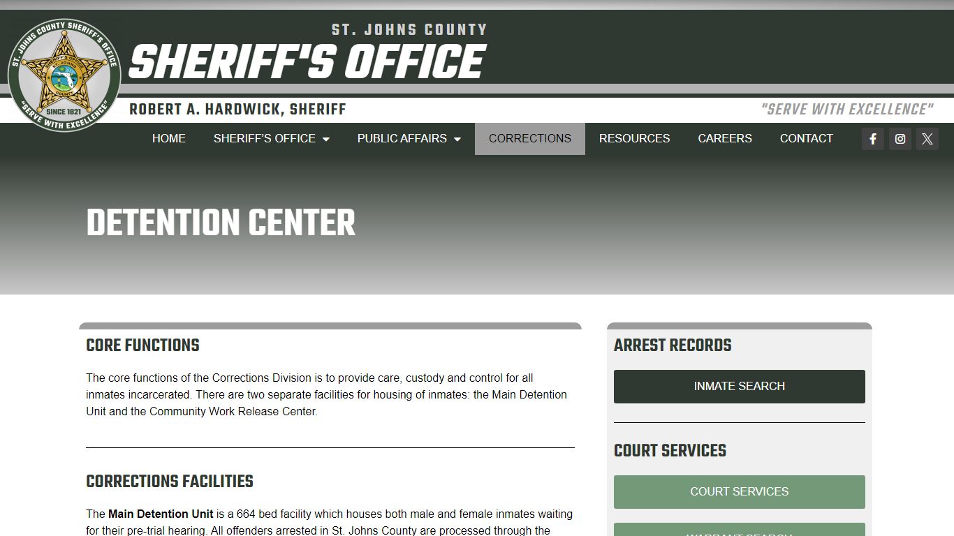 Corrections Division | St. Johns County Sheriff's Office
