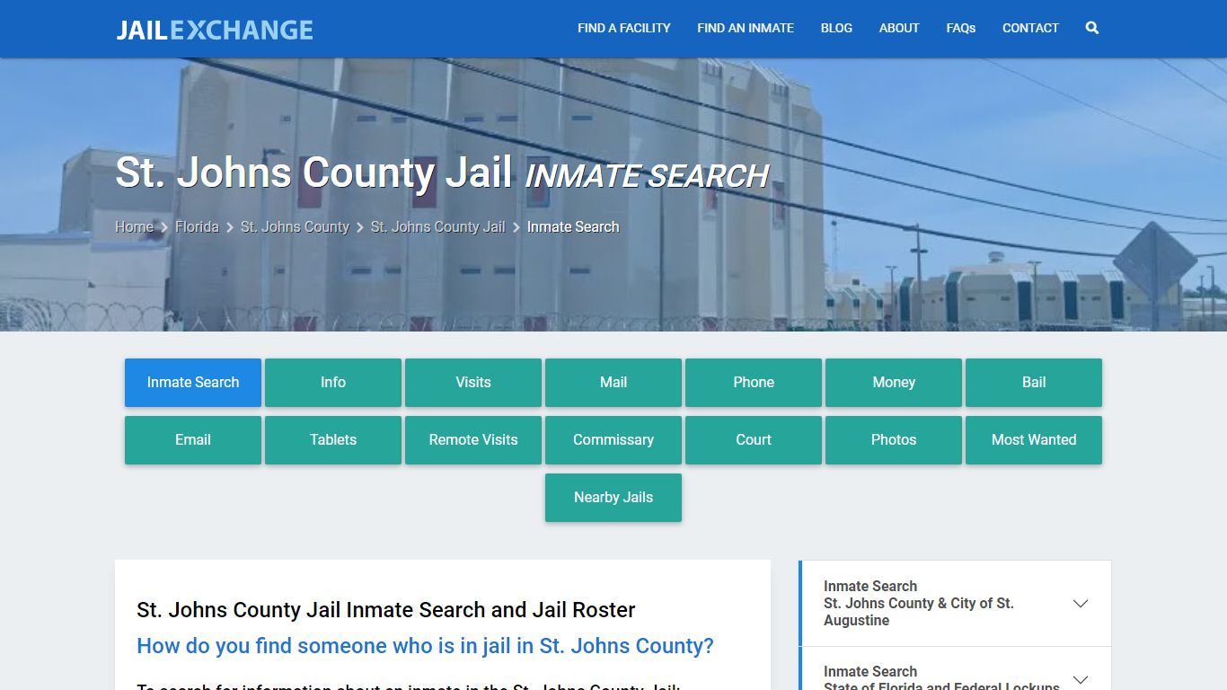 Inmate Search: Roster & Mugshots - St. Johns County Jail, FL