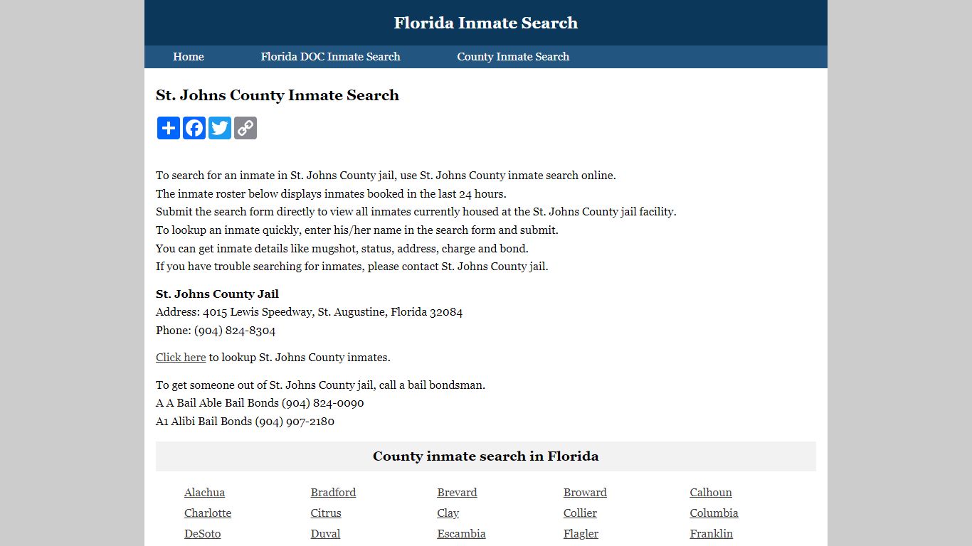 St. Johns County Inmate Search