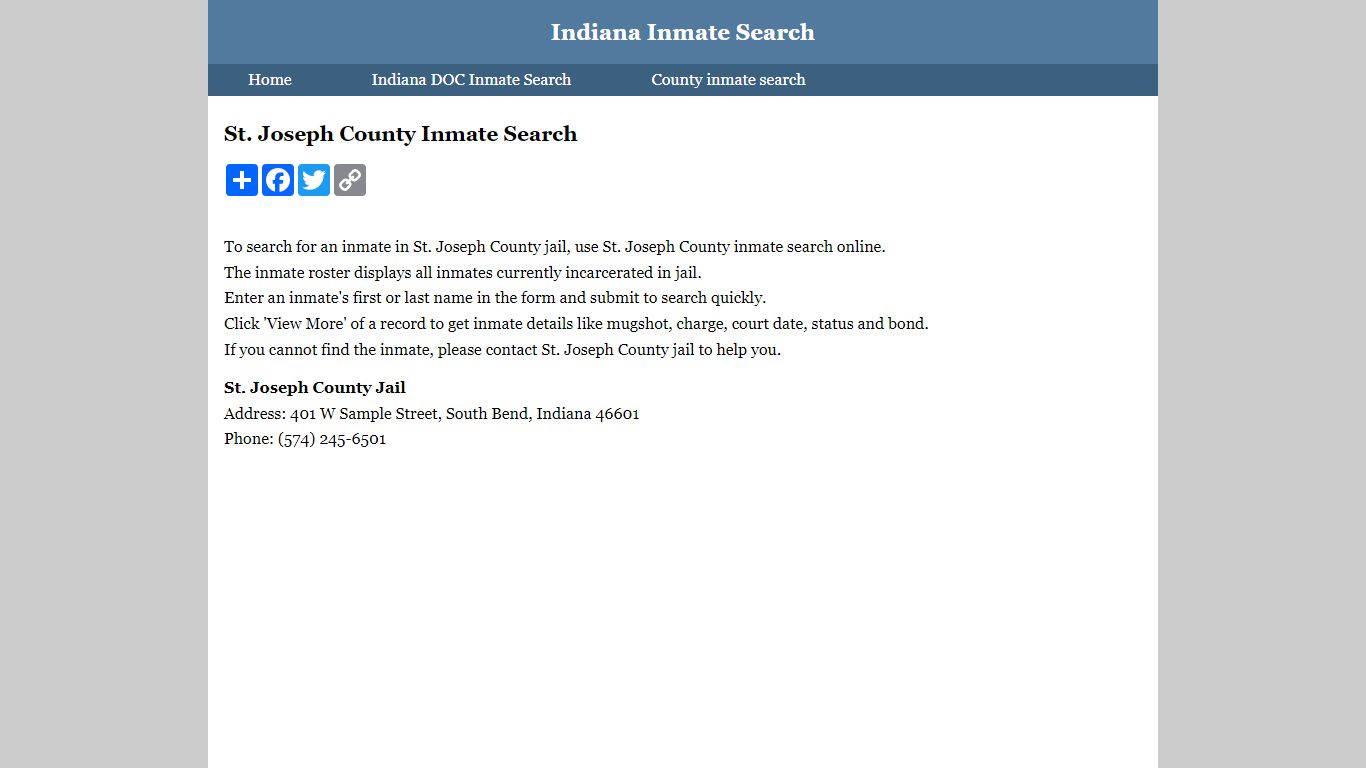 St. Joseph County Inmate Search